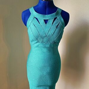 Forever 21 Jade Sparkle Green Sleeveless Midi Dress